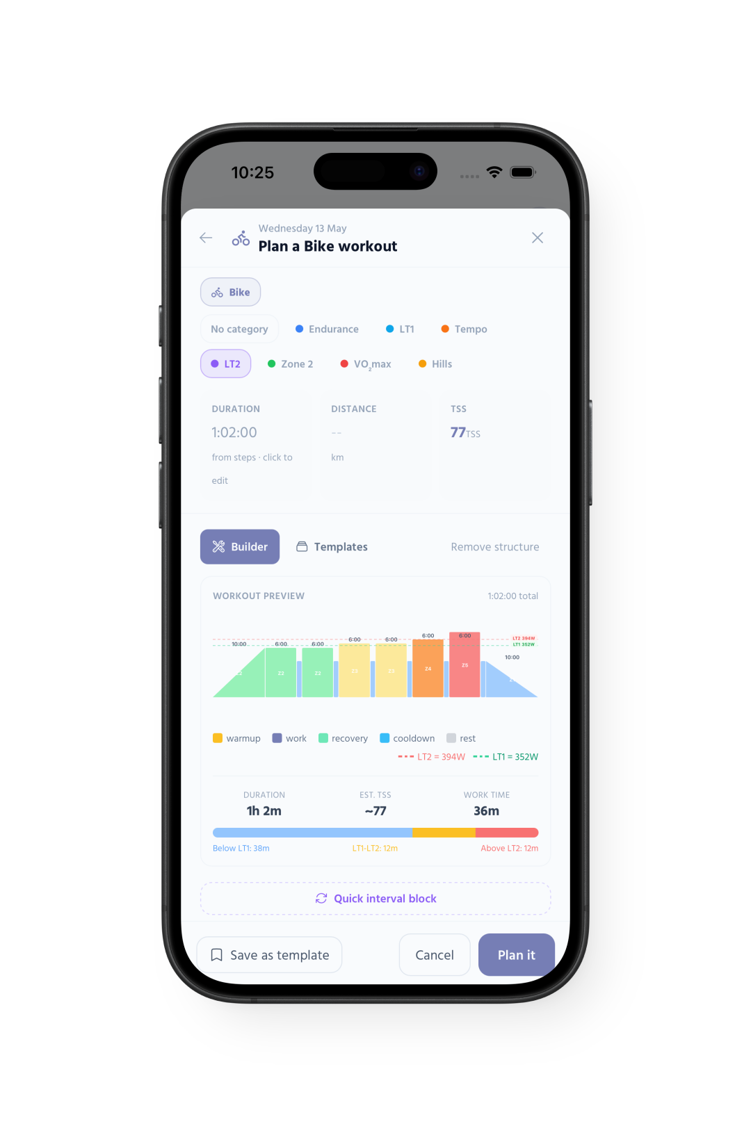 LaChart iOS — Plan workouts